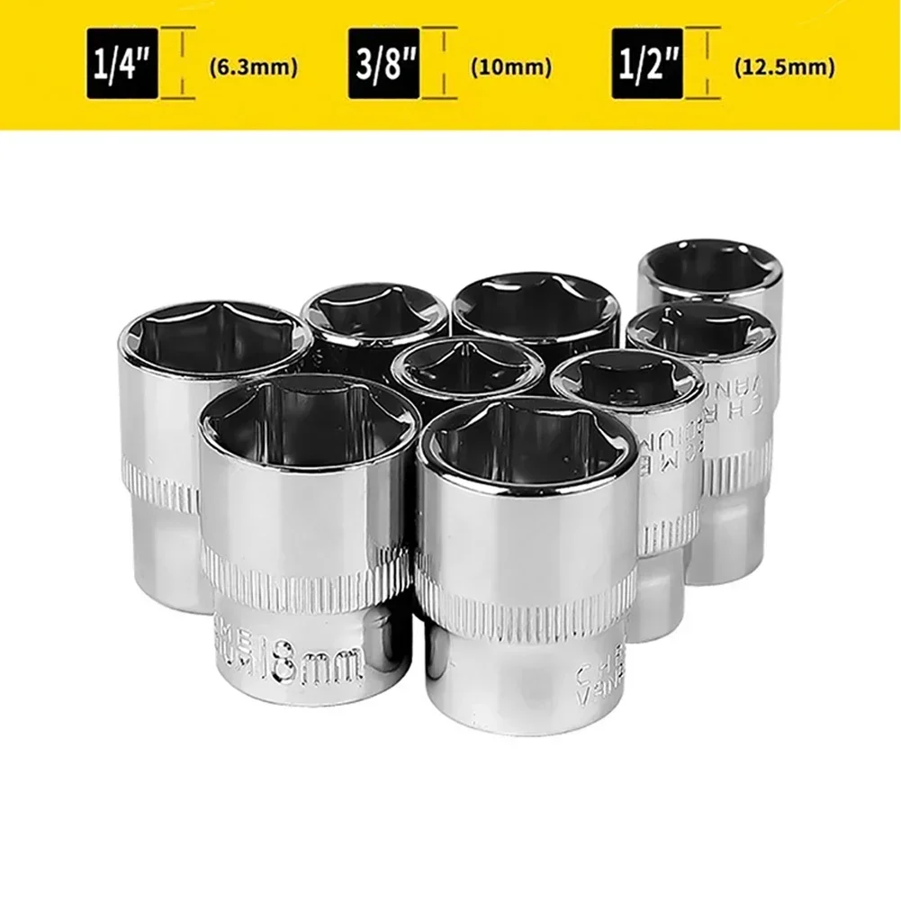 1pc 6-22mm 3/8inch Hex Socket Wrench Head Keys Socket Wrench Metric Double End Hexagons Sleeve For Ratchet Wrench Auto Repair