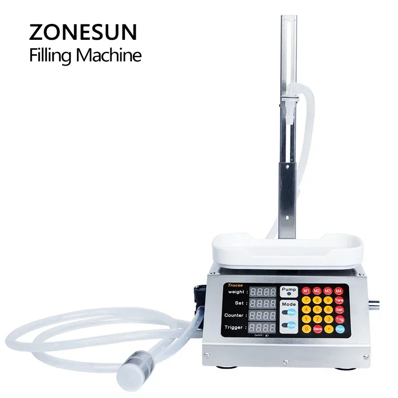 ZONESUN Semi Automatic Beverage Mineral Water Milk Drink Bottle Filler  Perfume Liquid Weighting Filling Machine ZS-M1080S