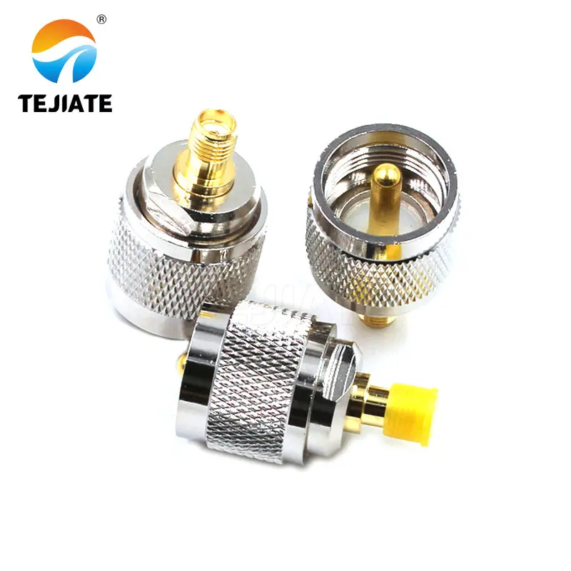 1PCS SMA-UHF female and male to male RF coaxial adapters for testing all copper connectors of SMA to UHF interphones