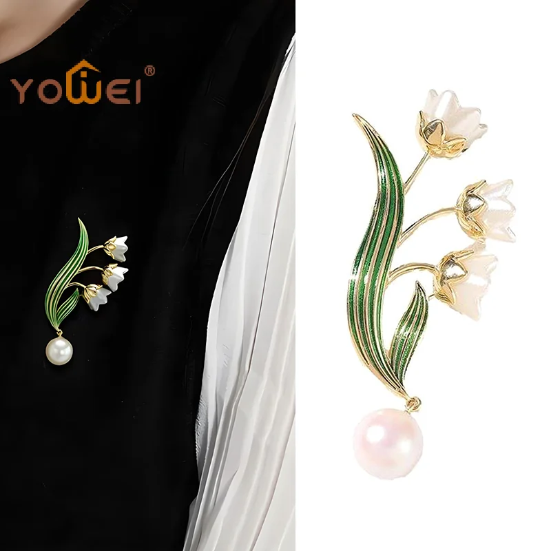Latest Fashion Plant Lily Of The Valley Flower Brooches Women Clothing Coat Jewelry Banquet Wedding Party Accessories Gifts