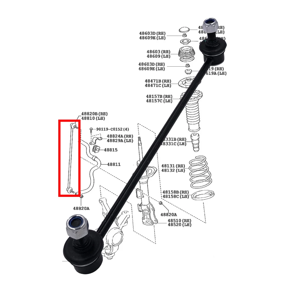 Front Stabilizer Link L/R for Changan CS15 B311 1.5L HAVAL H1 1.5L 2015- TOYOTA YARIS VIOS XP90 48820-0D030 Sway Bar Link