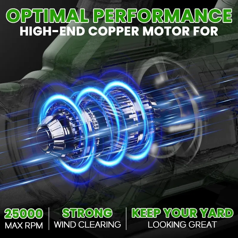 Akumulatorowa dmuchawa do liści 20 V, elektryczna dmuchawa do liści 580 CFM z akumulatorem 4,0 Ah i szybką ładowarką 2 A, 3 poziomy regulacji prędkości