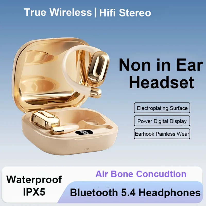 

Wireless Bluetooth 5.4 Headset Bone Conduction Non in Ear Earphone Open Ear IPX5 Waterproof Sports Headphones Noise Cancellation