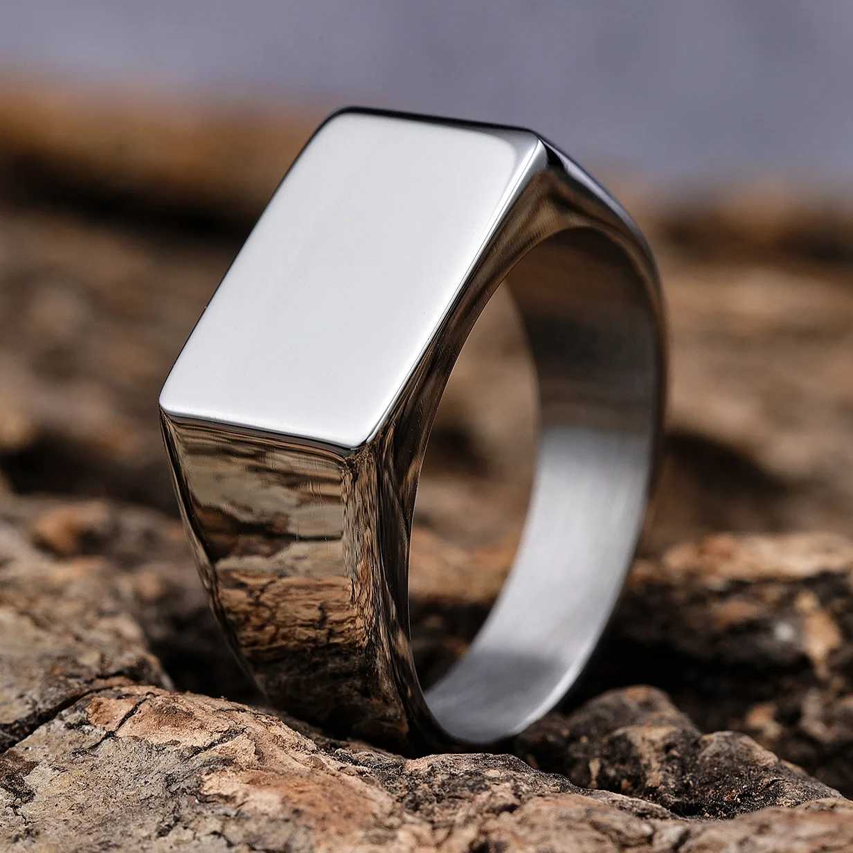 2026 New Minimalist And Fashionable 925 Silver Ring, Niche Rectangular Mirror Smooth Surface Men's Ring