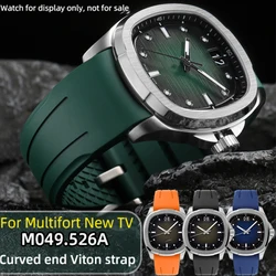 Curved end Viton strap 22mm bracelet for Mido M049 strap Multifort TV M049526A FKM watch strap fluororubber watchband men's band
