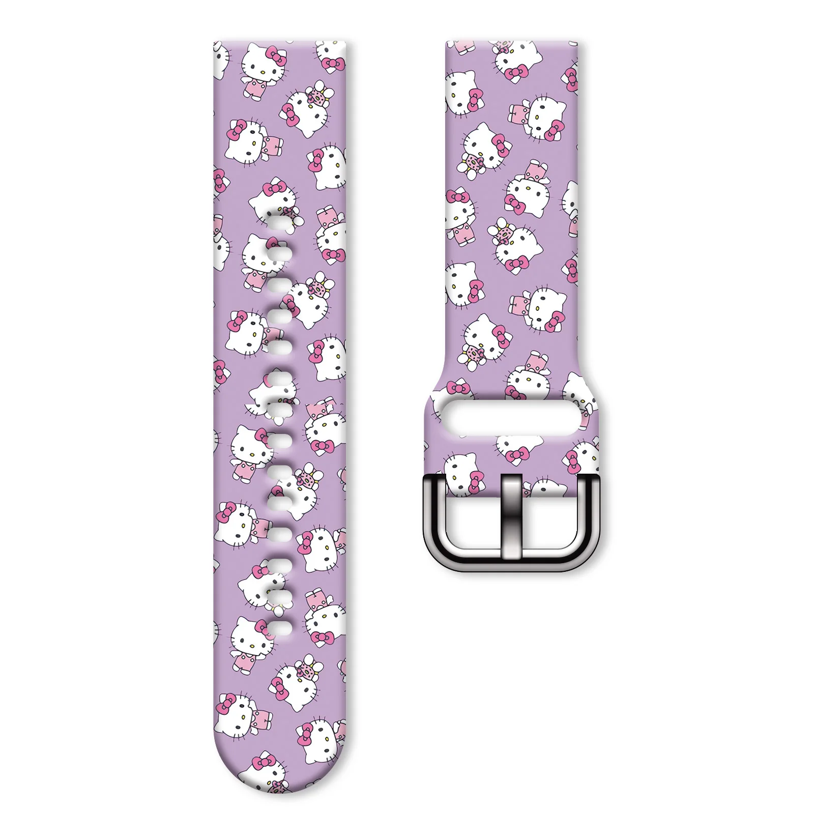 

MINISO 20 мм ремешок для часов с принтом KT Cat для Samsung Galaxy Watch 7/6/5, сменный браслет 40 мм для Xiaomi Huawei Watch