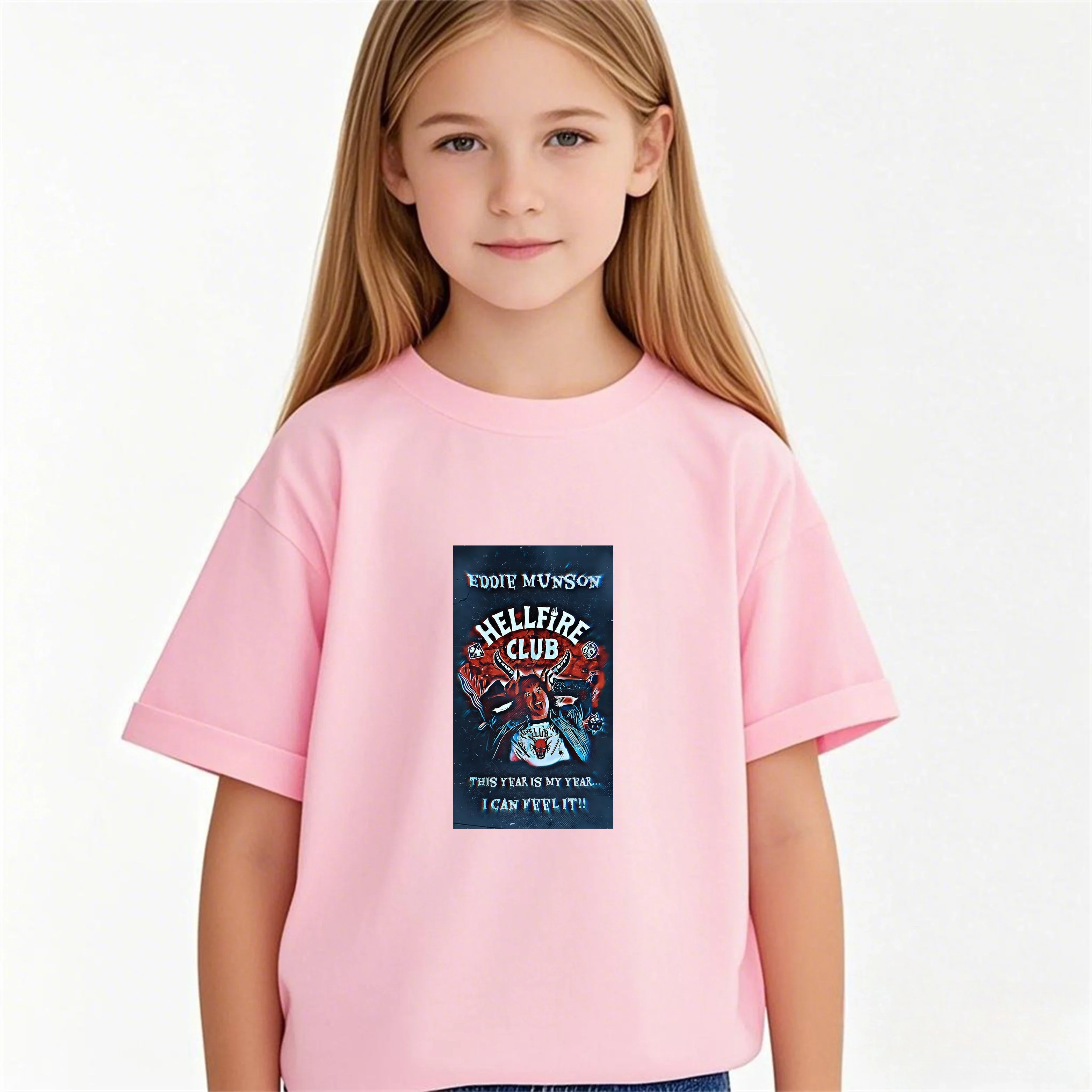

Stranger Things Cartoon Print 2D 2026 Summer New Short Sleeve Leisure Hot Sale Daily Wear