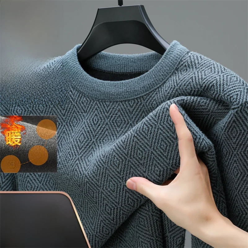 Fce Foderato Maglione lavorato a maglia rotondo Ne Thiened Winter Faion Base irt Camere da uomo Maglieria calda Casual Sle Long Sl...