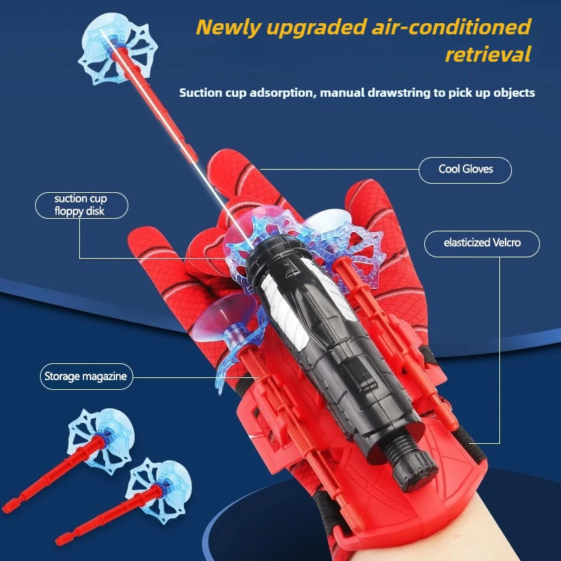 スパイダーランチャースパイダーヒーローシルクスピニング子供のおもちゃの少年グローブ射撃ソフト弾丸銃ロールプレイングソフト弾丸シューター