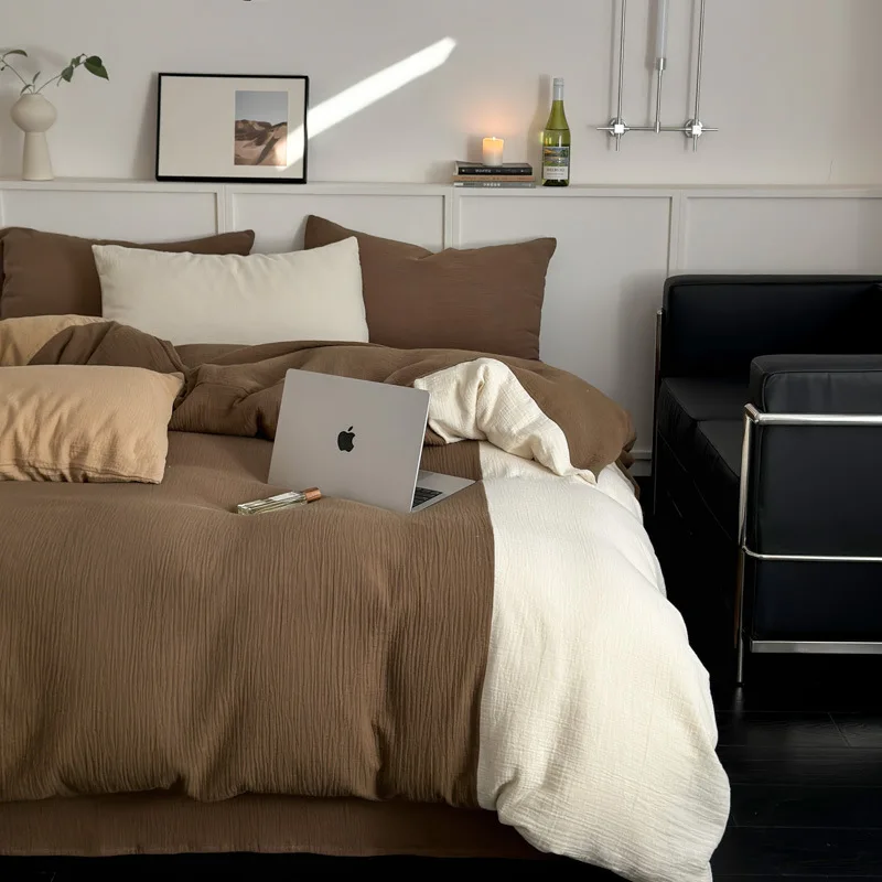 

Customizable Cotton Class A Skin-friendly Double Wrinkle Yarn 100 Sheets Premium Four-piece Bedding