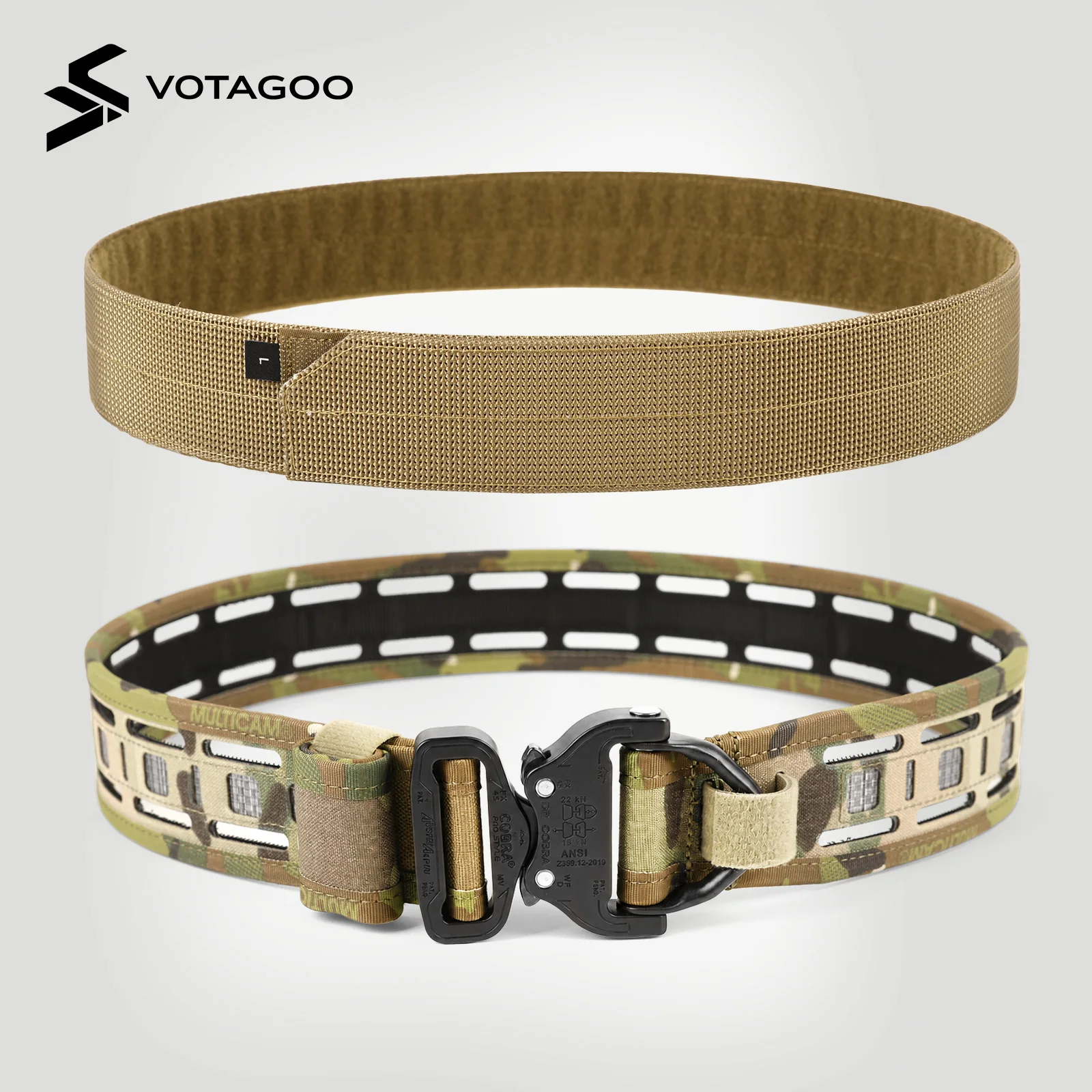 VOTAGOO® 2″ Dual-Layer MOLLE Tactical Belt with Authentic AustriAlpin  COBRA® Buckle & Tegris®