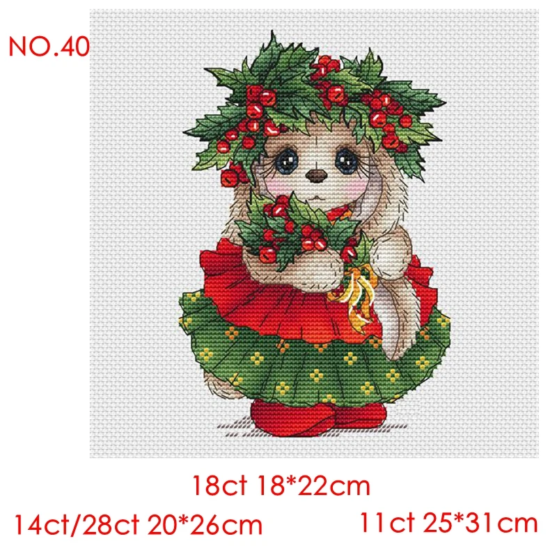 Cross Stitch Kit Christmas Carol Rabbit Series 28ct 14 18ct 11ct can be Custom Printed Cloth hand Embroidery Material Pack