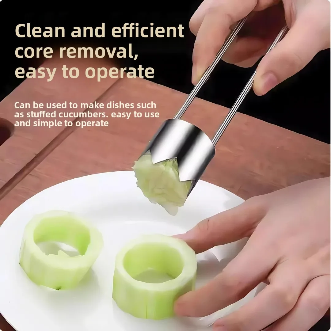 Stainless Steel Vegetable Corer Fruit Core Remover Tool Apple Pepper Corer Easy Kitchen Gadget for Home Cooking & Food Prep - view 3
