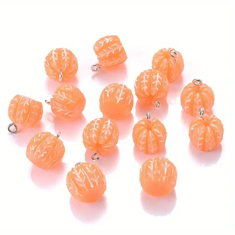 10pcs Per Pack Orange Resin Pendant Set, 3D Fruit-Shaped Charms for DIY Jewelry Making, Keychains Accessories, Craft Supplies