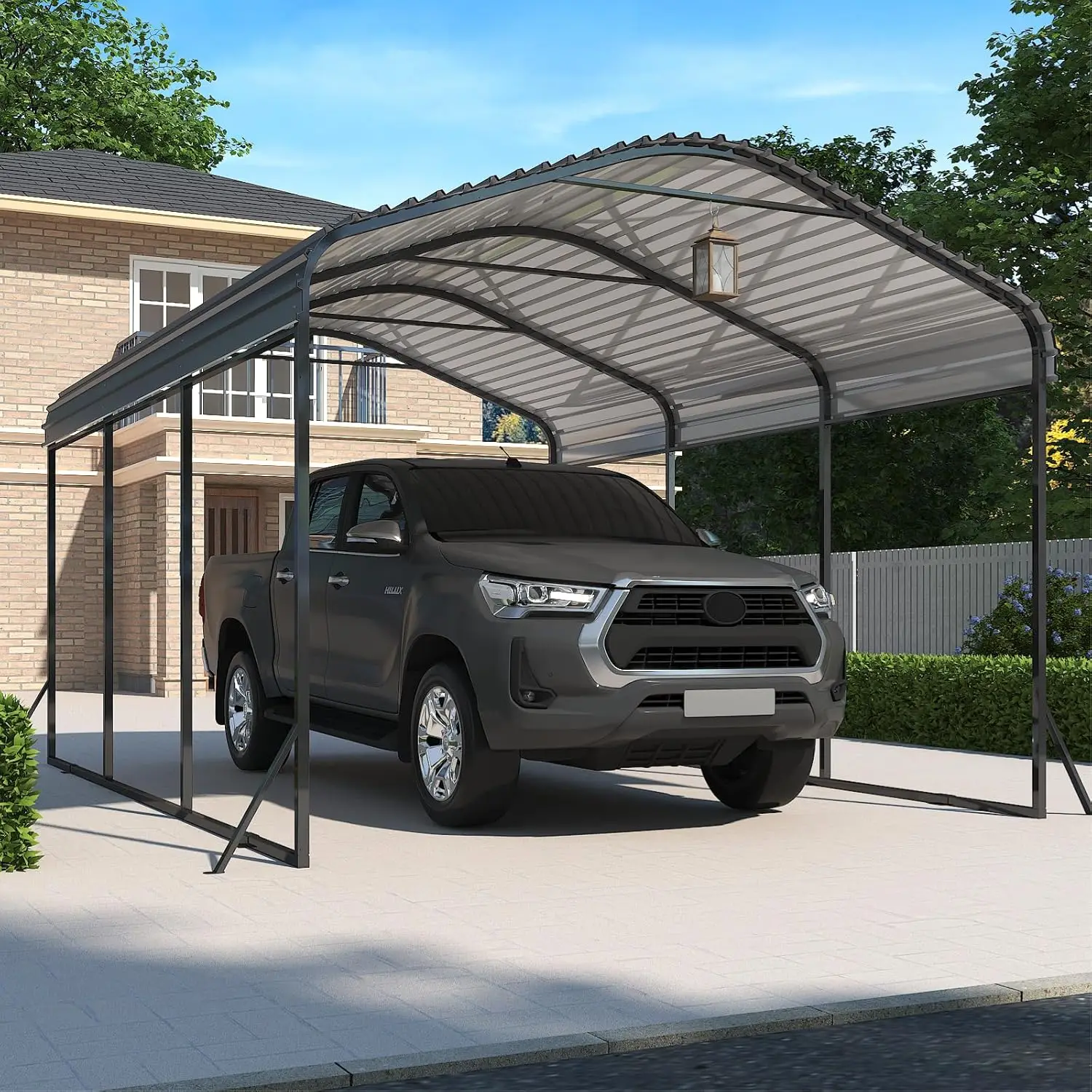 

10X15 Ft Metal Carport, Carports With Enhanced Base And Updated Frame Structure, Heavy Duty Carport Canopy With Galvanized