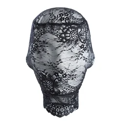 Mens Sexy Black Lace Mask Masquerade Party Mask Unisex Adult Lace Full Face Hood Head Cover Festival Halloween Cosplay Eye Mask