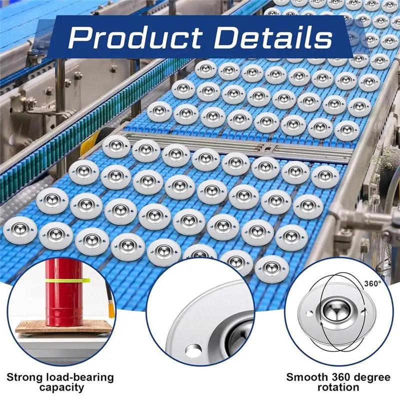 M12K-5/8In Roller Ball Transfer Bearing Ball Transfer Bearing Casters Carbon Ball Bearing Rollers 360 Rotation For Conveyor