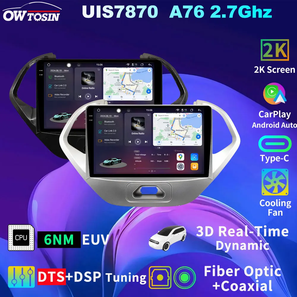 Owtosin UIS7870 2.7GHz Android 13 12G+256G Car Radio Multimedia GPS Player For Ford Figo Ka 2015-2021 CarPlay Stereo Audio Video