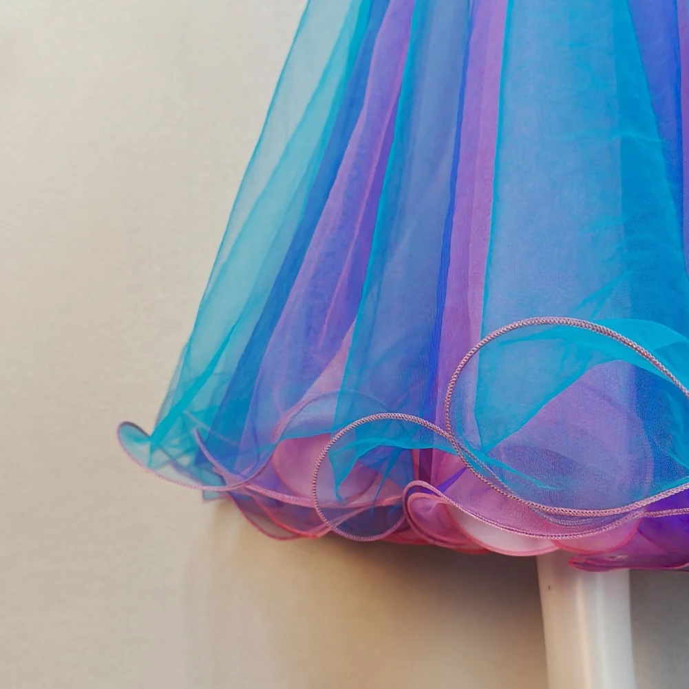 Custom-made Practice Dance Suit Lake Blue Flamenco Skirt Tulle Waltz New All-match Modern Dancer Ballroom Skirt