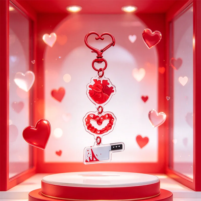 Horror Cute Guts & Knife | Linked Charm | Yami Kawaii, Menhera, Guro, Bloody Cute, Heart Organ, Valentine’s Gift