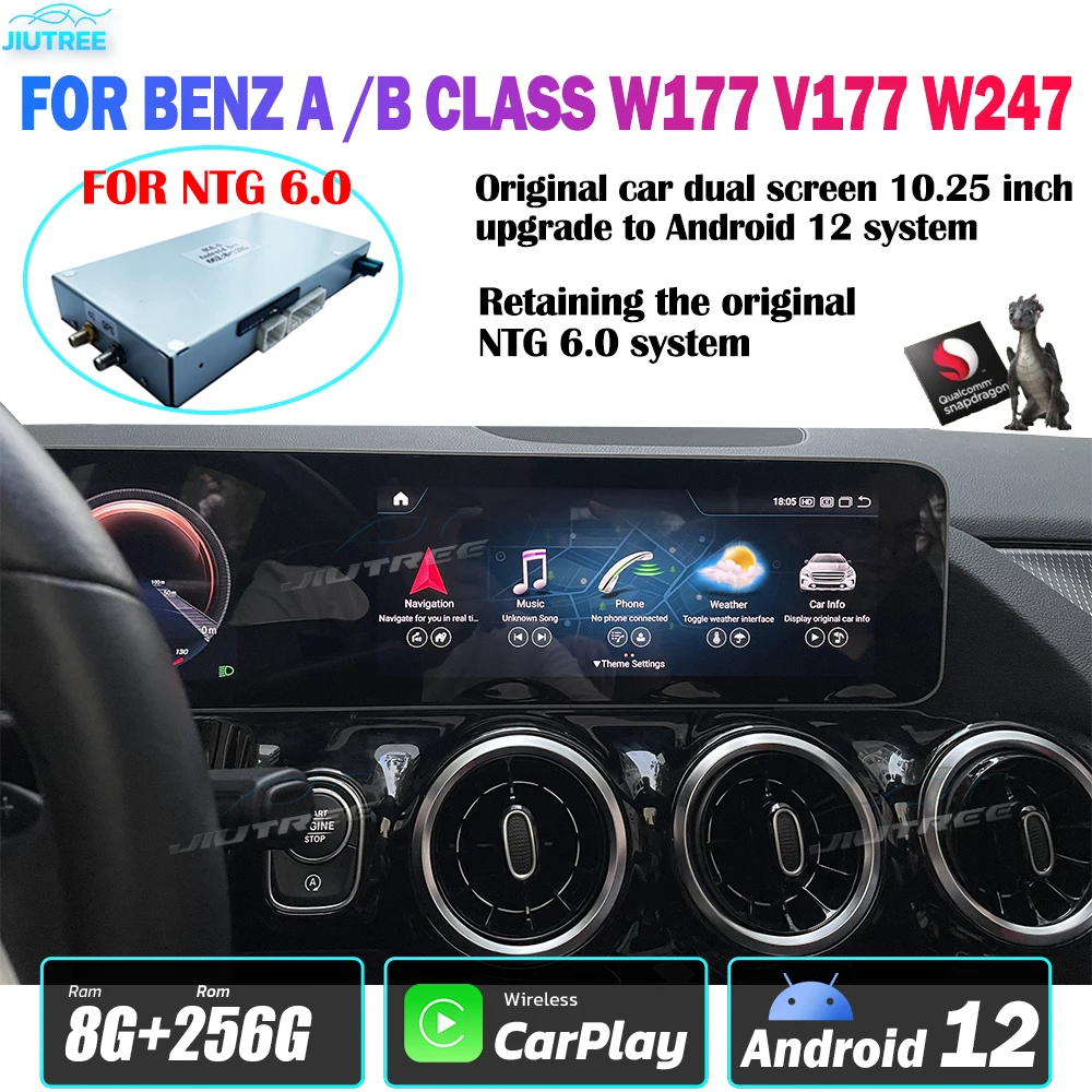 

Android-приставка NTG 6,0 для Mercedes Benz A B Class W177 V177 W247, оригинальный автомобильный двойной экран 10,25 дюйма, обновление системы Android 12