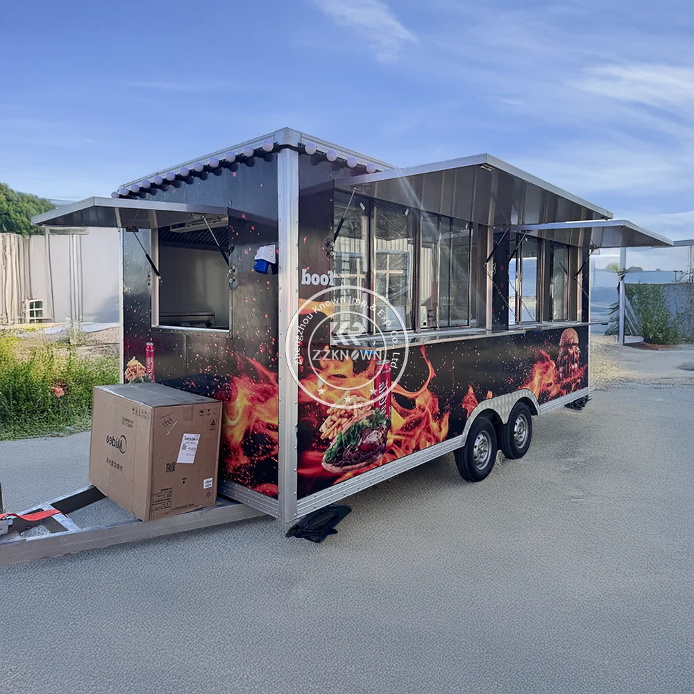 

BBQ Food Trailer Fully Equipped US Standards Food Cart Pizza Kiosk Catering Trailer Mobile Kitchen Food Truck