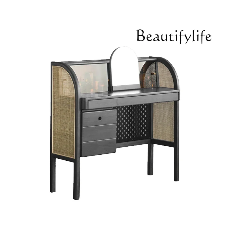 N19 Nordic Light Luxury Dressing Table Black Bedroom Modern Simple Retro Small Apartment Makeup Table