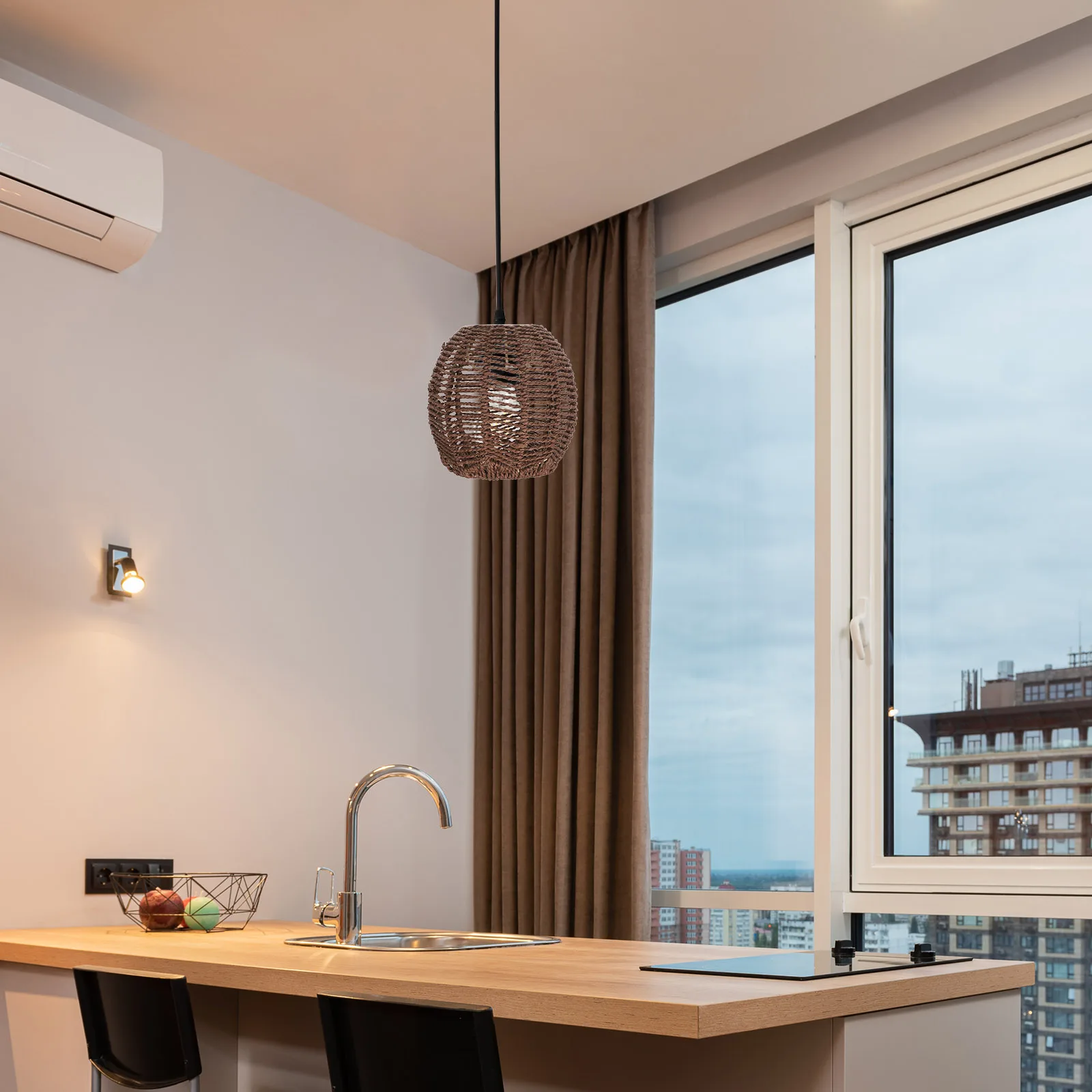 

Woven Lampshade For Ceiling Lamp Pendant Light Cover Dining Room Decorative Shade Artificial Rattan Hanging Lampshade