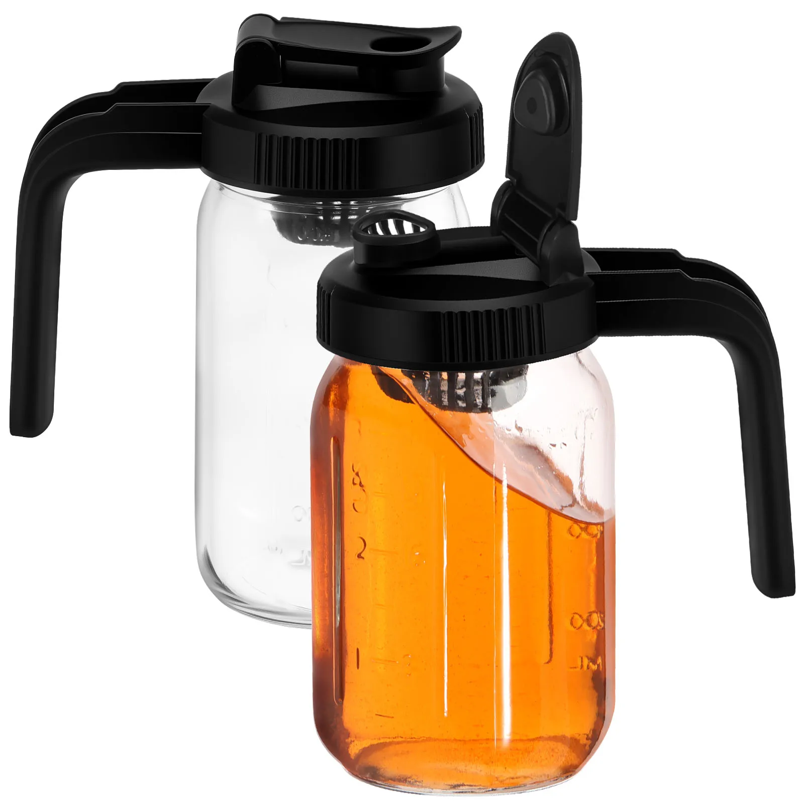 

2 шт. стеклянный кувшин 32 унции герметичный стеклянный кувшин Mason с крышкой-фильтром и носиком, кувшин для холодного кофе с широким горлышком для чая, кофе