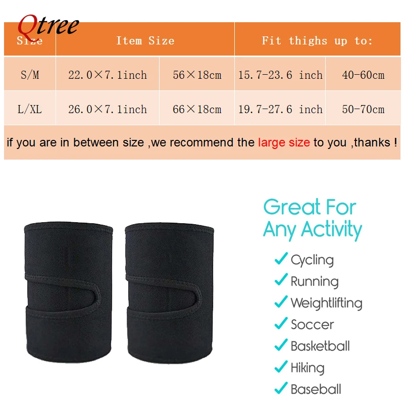 Qtree Thigh Trimmer Trainer Belt Legging Shapers Slimming Women Hot Neoprene Thigh Sauna Sweat Wraps Support for Weight Loss