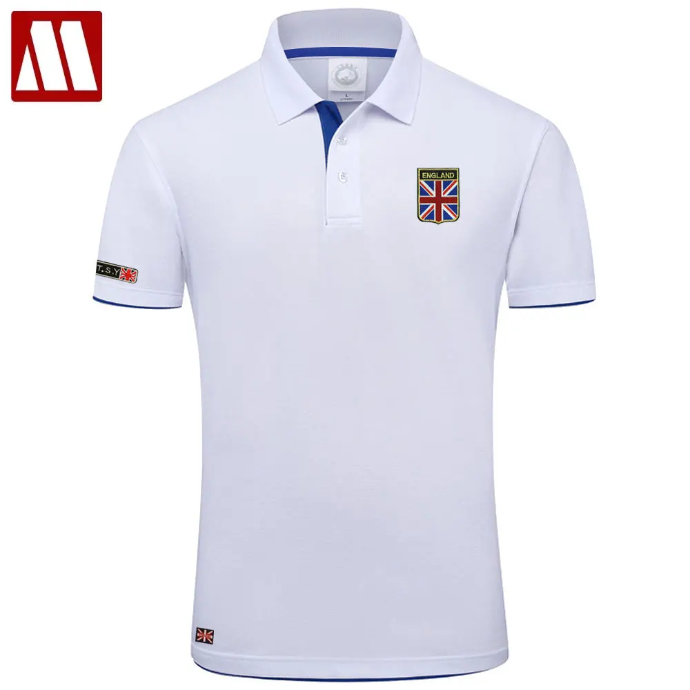 High Quality MYDBSH Brand Summer Short Sleeve Polo Shirt Man Fashion Union Flag Embroidery Casual Men\'s Polo Shirts Cotton Tops