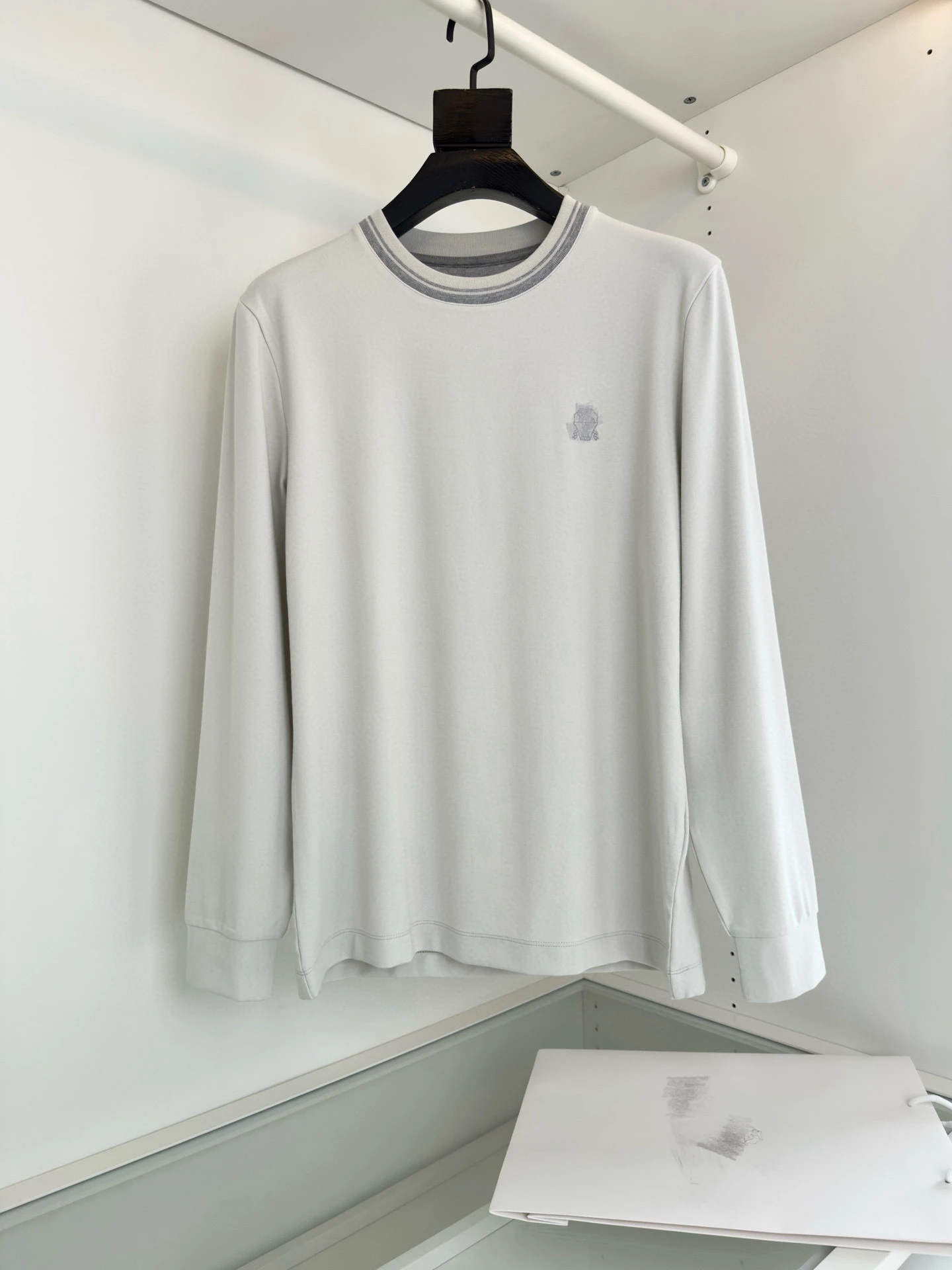 

Мужская трикотажная футболка Long Sve с цветным воротником, повседневный удобный универсальный базовый топ для повседневной носки