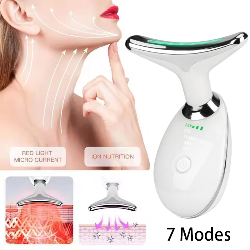 Neck Face Lifter EMS Neck Face Lifting Massager Skin Tighten Device LED Photon Therapy Anti Wrinkle Double Chin Remover 7 Modes