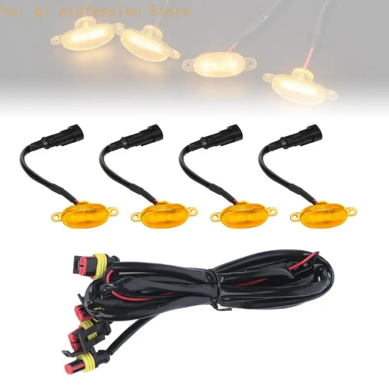 12V Vehicle Grille Light with Four LED Modules, ABS Housings and One-to-Four Connection Harness for Daytime Use H8WE