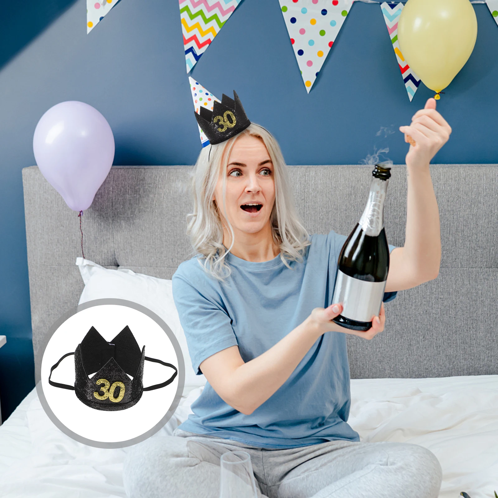 

1pc Birthday Hat Shiny Crown Design Lightweight Party Supply For Celebrations Photography Decorative Accessories