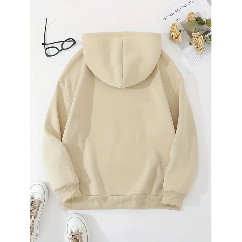 Letter Ciao Leopard Heartbeat Print Long Sleeve Hoodies Clothing Women's Harajuku Graphic Pocket Sweatshirts Fall Winter Hooded