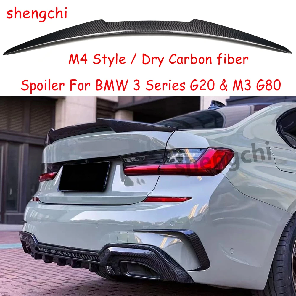 

G20 M4 Style Dry Carbon Fiber Rear Trunk Spoiler Wings for BMW 3 Series G20 M3 G80 318i 320i 330i M340i Rear Spoiler 2019-2025