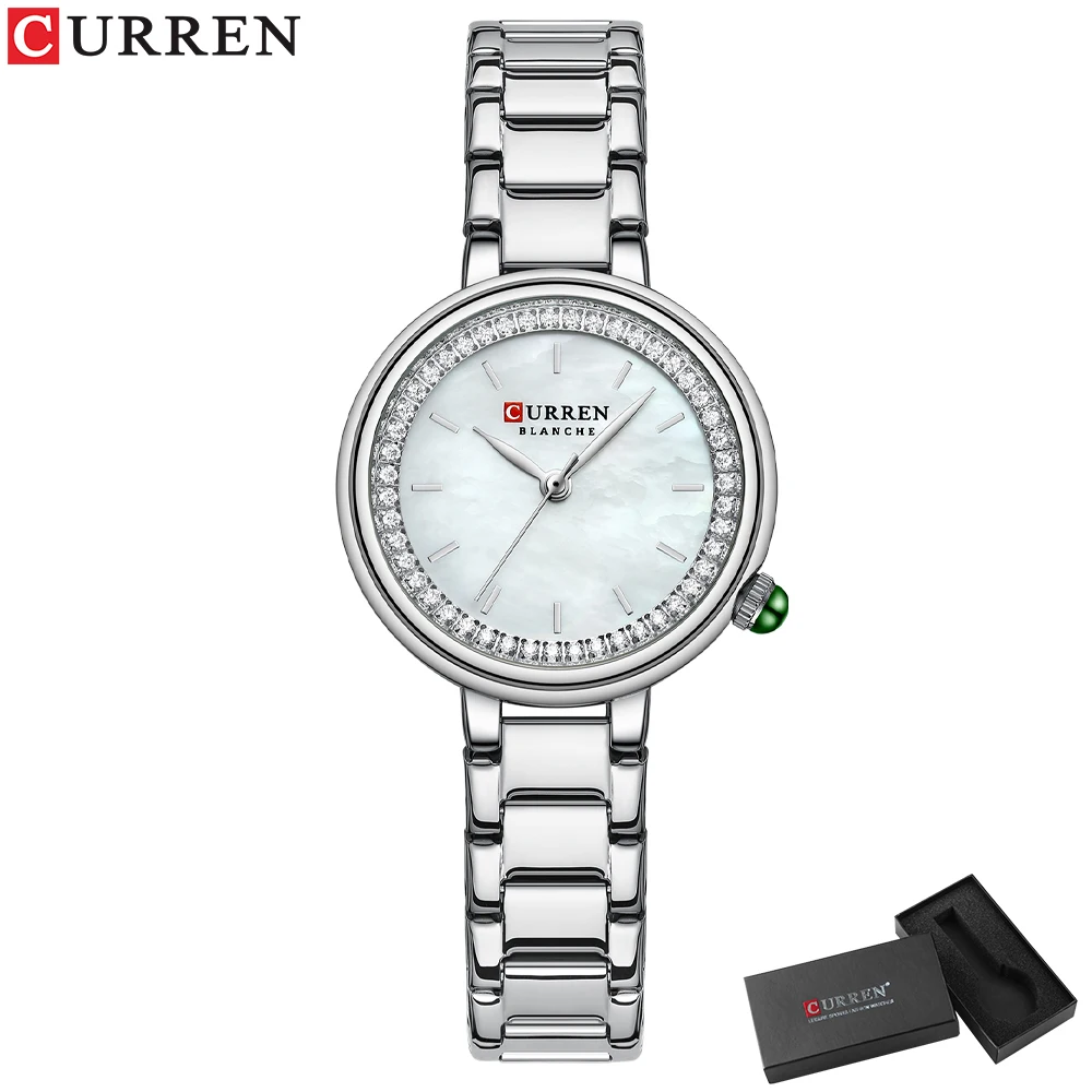 CURREN Luxusmarke Damen-Armbanduhren mit Sternenhimmel-Zifferblatt, Edelstahlband, Quarzuhren, Damenuhr mit Strasssteinen 8