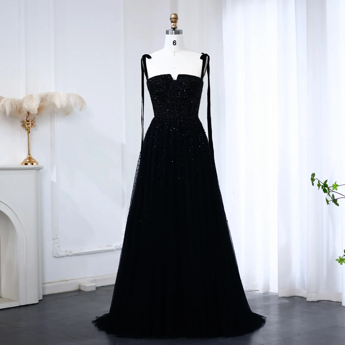 Customized Elegant Tulle Draped Beading Bow A-line Spaghetti strap Long Dresses Bespoke Occasion Dresses Sizes Available Fashion