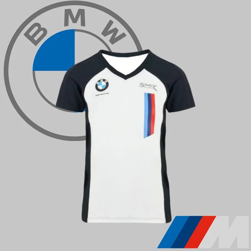 

2025 New BMW Women's V-neck Quick-drying T-shirt High-end Luxury Car Brand Short-sleeved Casual Sports Off-road Motorcycle Top