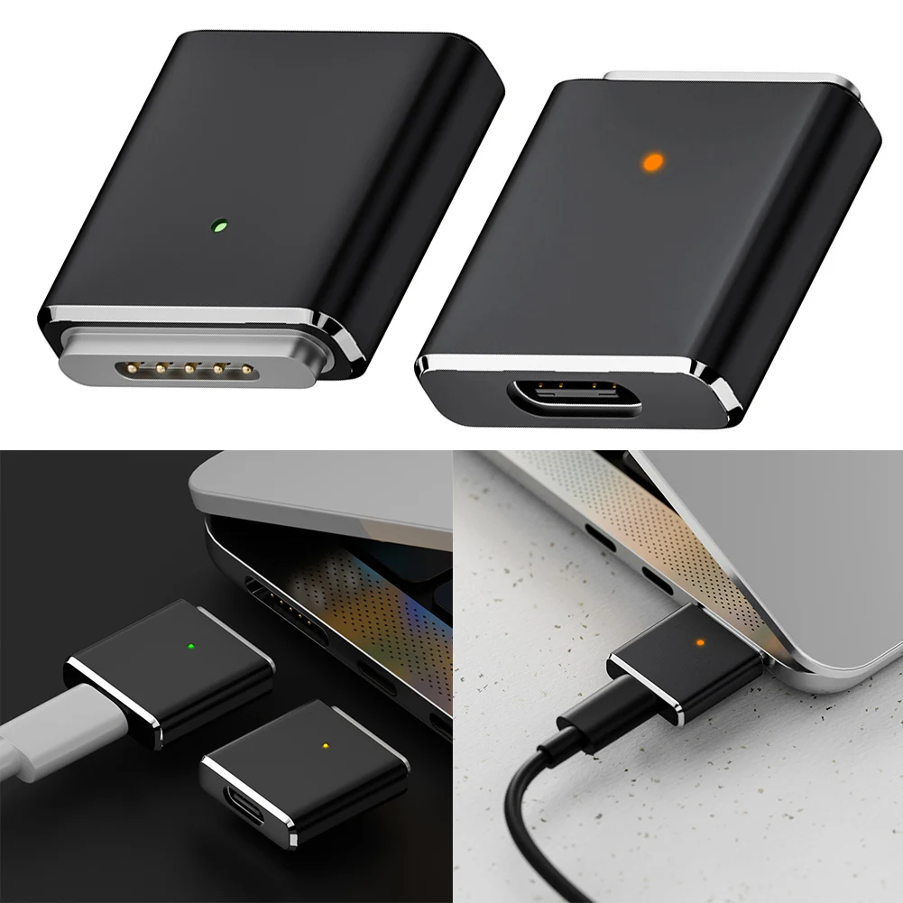 

100W Replaceable Magnetic 3 Adapter with LED Indicator PD3.1 Type-C Female To Magnetic 3 Adapter for MacBook Pro/Air 2021-2023