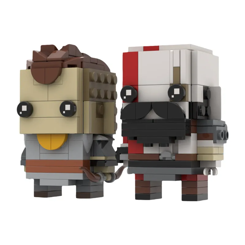 MOC Brickheadzs Building Blocks Set Classic Movies Gods of the Wars Characters Kratos And Atreus Bricks Toy for Children Gift