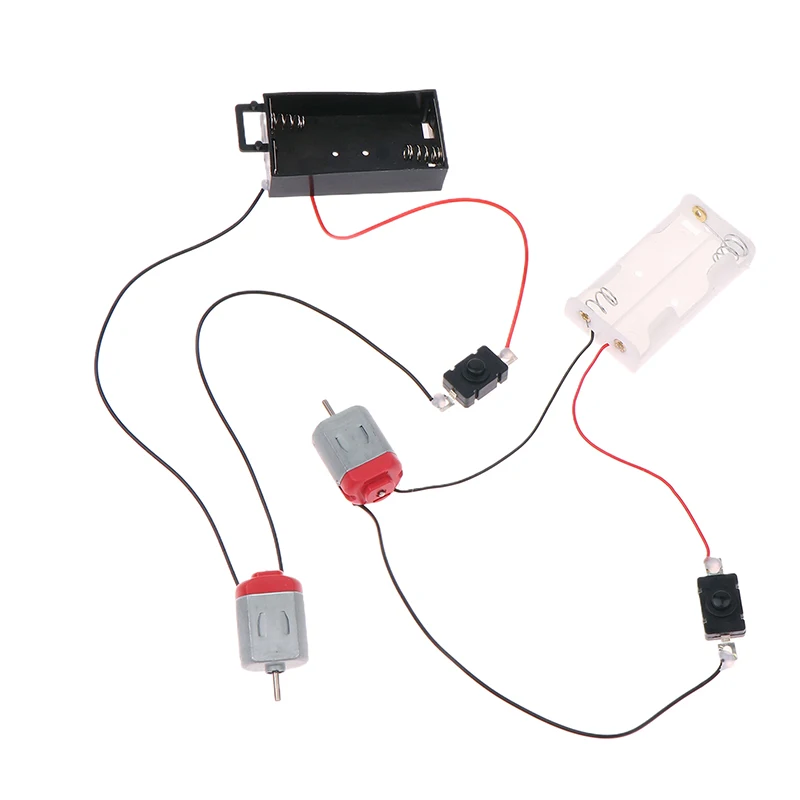 Black White 130 Motor Kit With 2xAA Battery Storage Case And Switch 16500 RPM Mini DIY Electronic Motor Circuit Models Kit