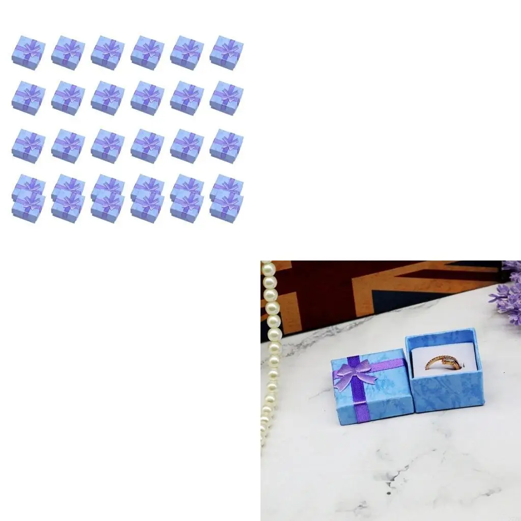 

30 шт., маленькие подарочные футляры для ювелирных изделий, картонная коробка с крышкой, дизайн с бантом для колец, ожерелий,