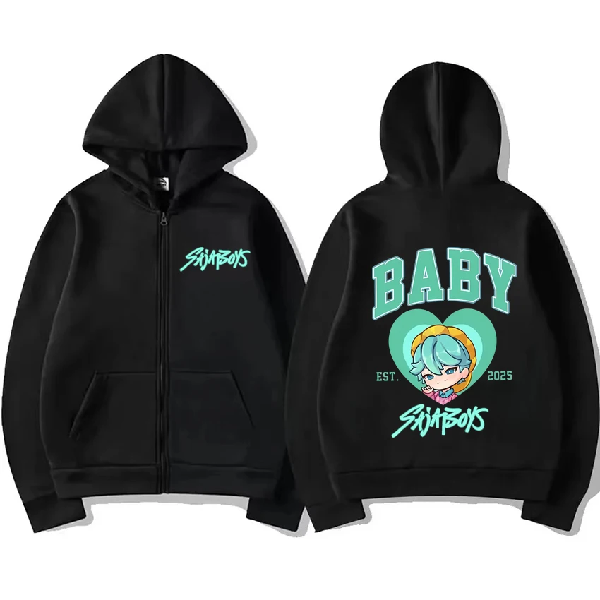 

Kpop Demon Hunters Saja Boys Zipper Hoodie Coat Men Women Anime Casual streetwear Oversized Loose Unisex Fleece Zip-up Jacket