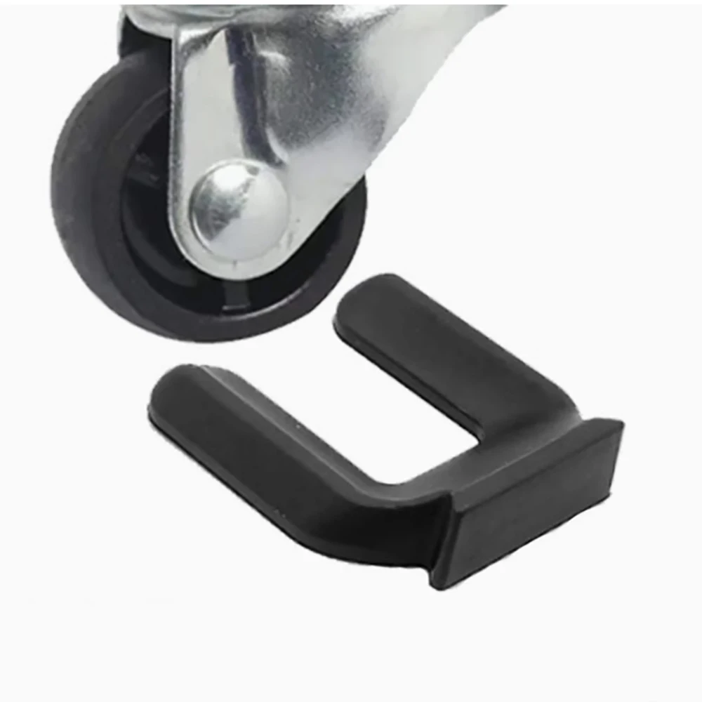 Black Rubber Caster Fixator Universal Wheel Clamp Table&Chair Anti Slip U-Shaped Card Pad Furniture Floor Protection Foot Pad