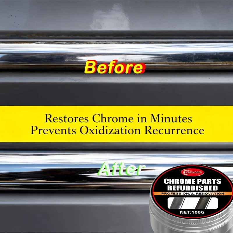100g Car Chrome Parts Refurbishing & Repair Paste for Door Handles, Window Chrome Strips & Car Grille, Physically Removes Oxidat