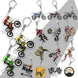 Cool Motorcycle Biker Dirt Bike Keychain for Accessories Bag Pendant Dirtbike Key Chain Ring Keyring Jewelry Gifts Motocross