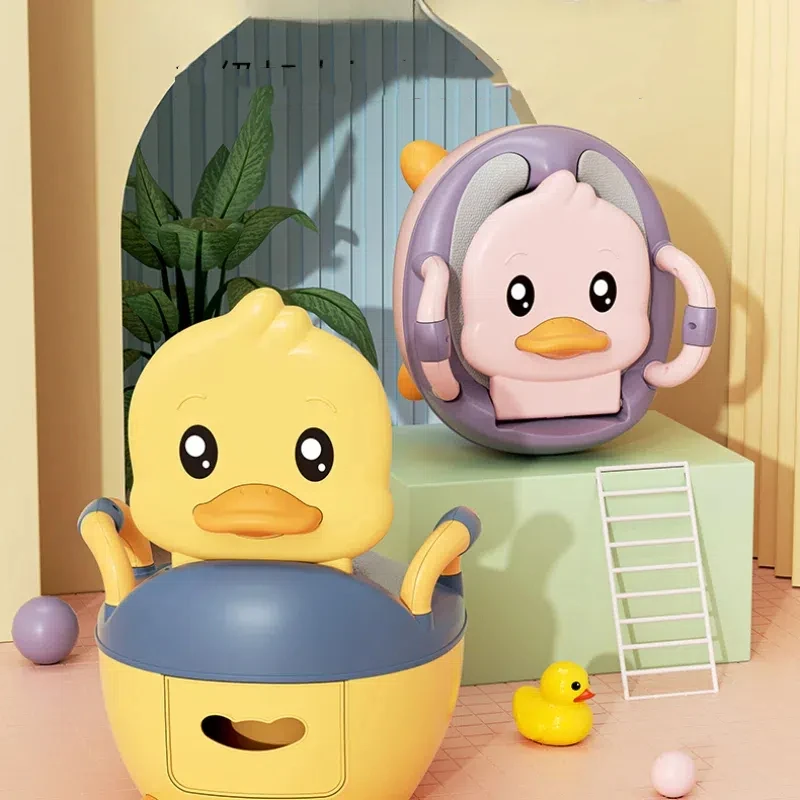 Potty Training Toilet for Kids Household Cute Cartoon Duck Soft & Hard Cushion Clamshell Waist Guard Toilet Baby Toilet Supplies