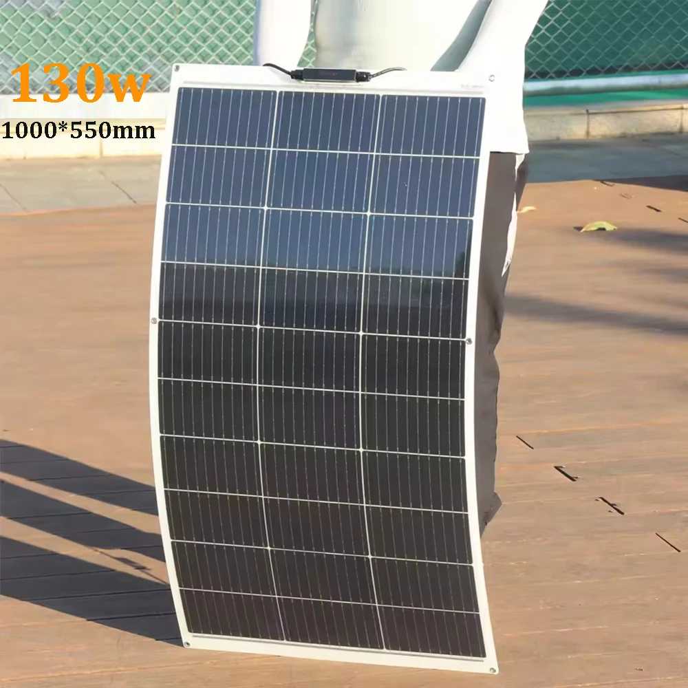 Elastyczny panel solarny 12V 130W 100W 80W monokrystaliczny panel fotowoltaiczny do kampera, RV, na balkon, do domu, łodzi, wodoodporny, idealny na podróże. — zdjęcie produktu 2